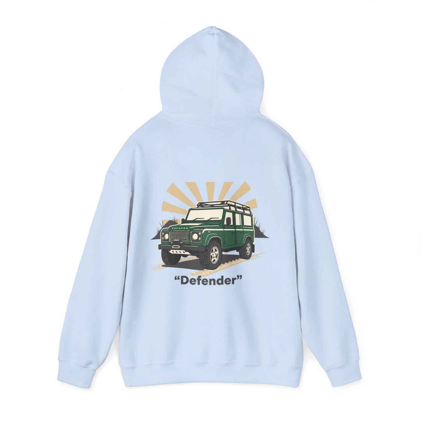 Classic Land Rover Defender SUV Hoodie — Vintage Green Off‑Road Truck Sweatshirt