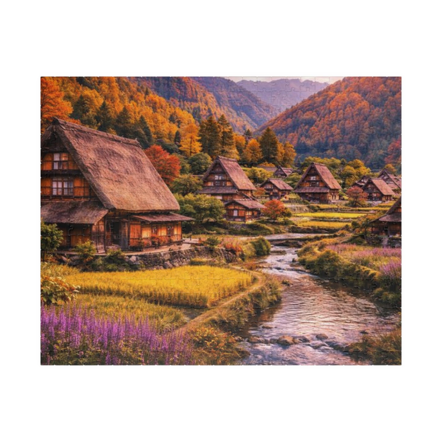 Autumn Mountain Village Jigsaw Puzzle — Scenic 110/252/520/1014-Piece Puzzle