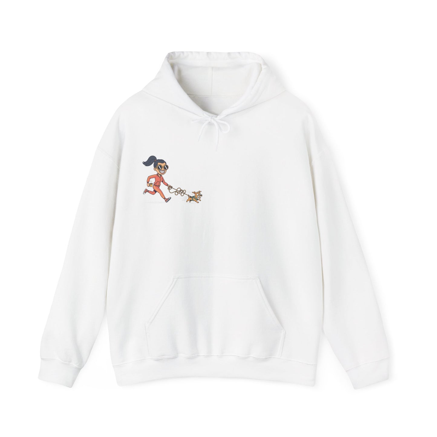 Girl Jogging Dog Hoodie — Cute Running Dog Graphic Sweatshirt