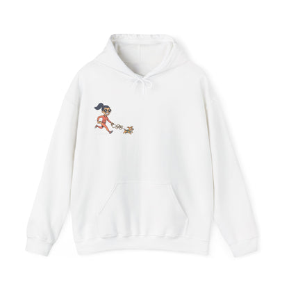 Girl Jogging Dog Hoodie — Cute Running Dog Graphic Sweatshirt