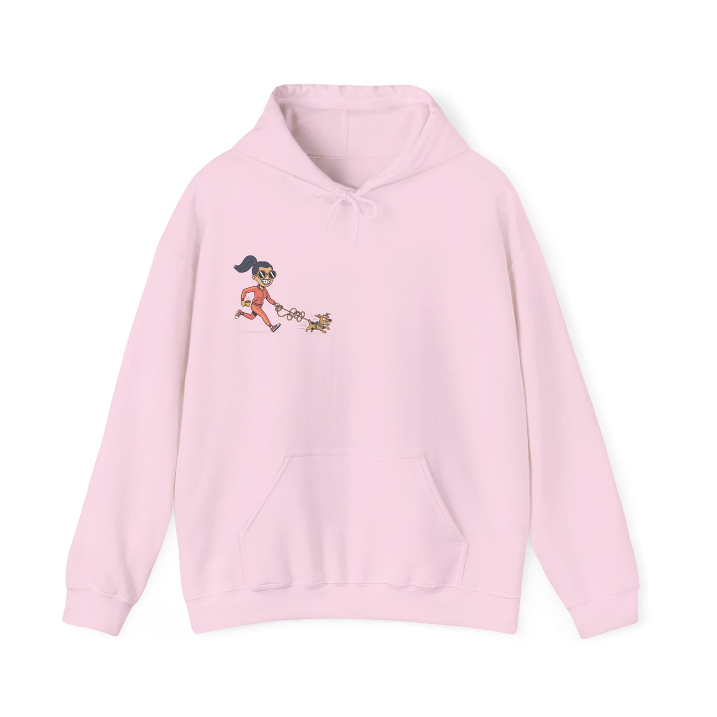 Girl Jogging Dog Hoodie — Cute Running Dog Graphic Sweatshirt