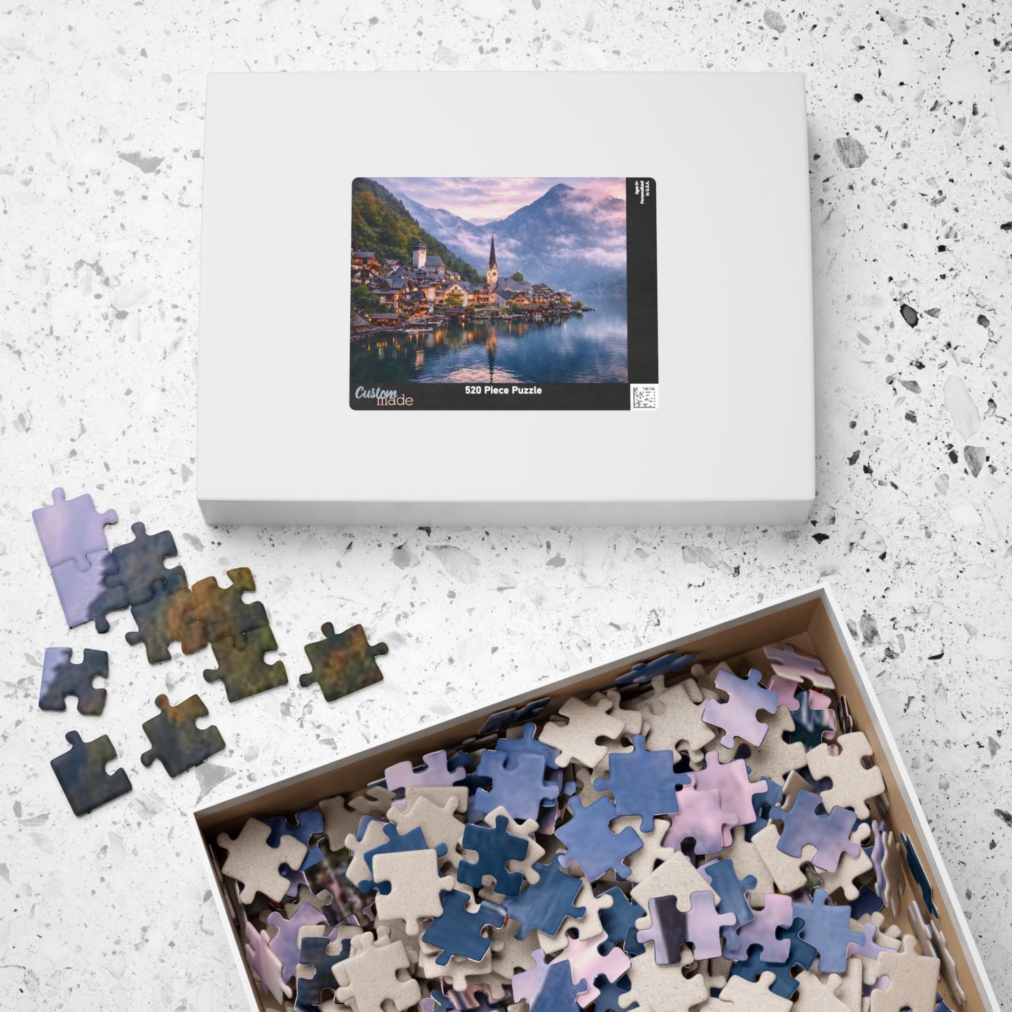 Scenic Alpine Lake Jigsaw Puzzle — Hallstatt Village 110/252/520/1014pc