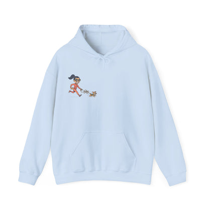 Girl Jogging Dog Hoodie — Cute Running Dog Graphic Sweatshirt