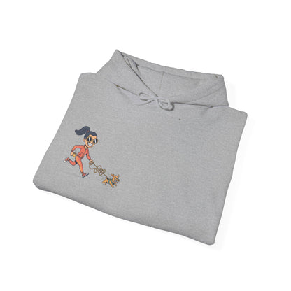 Girl Jogging Dog Hoodie — Cute Running Dog Graphic Sweatshirt
