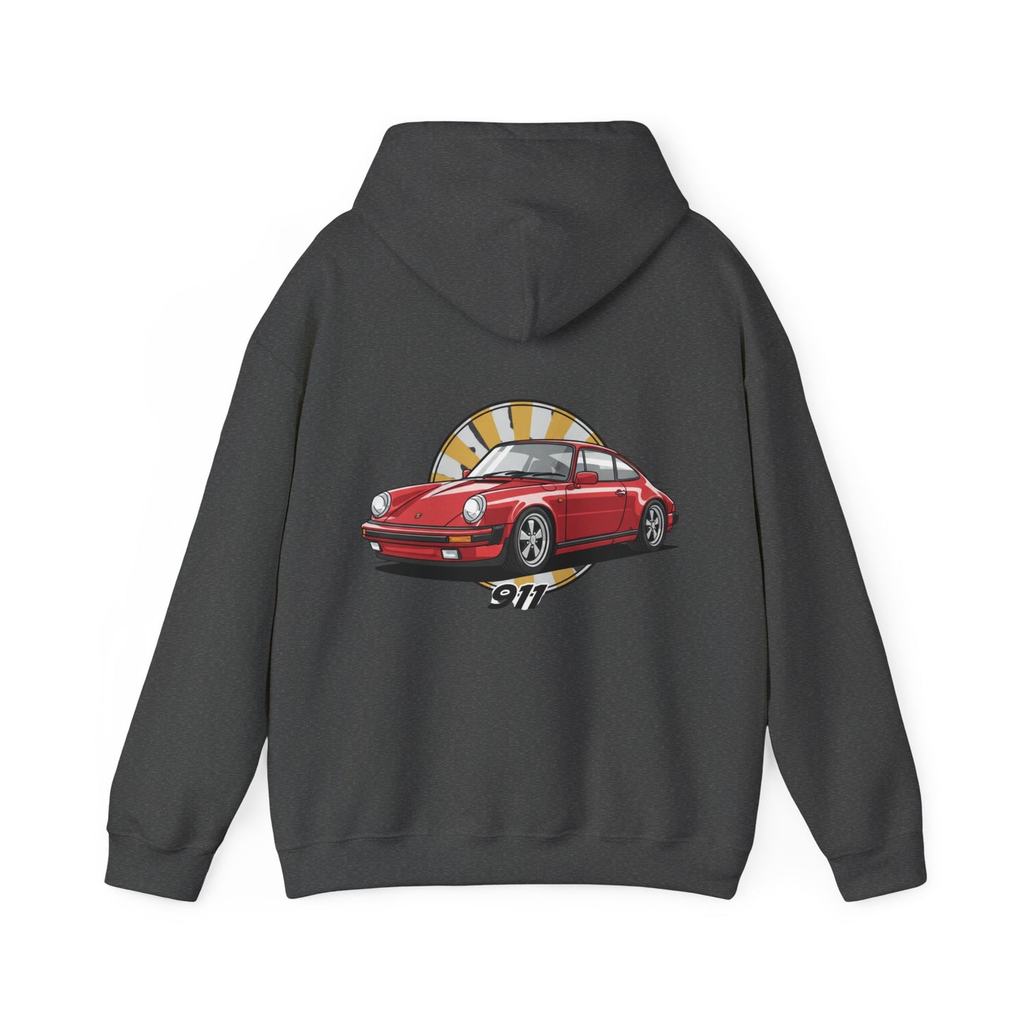 Porsche 911 Red Sports Car Hoodie — Retro Sunrise Racing Graphic