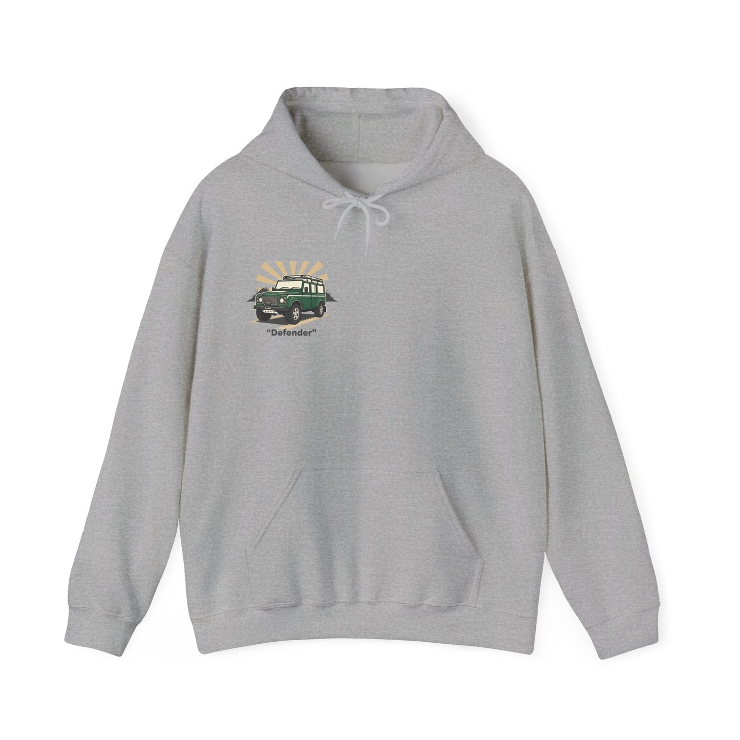 Classic Land Rover Defender SUV Hoodie — Vintage Green Off‑Road Truck Sweatshirt