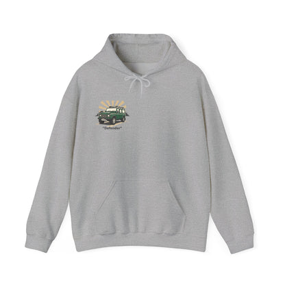 Classic Land Rover Defender SUV Hoodie — Vintage Green Off‑Road Truck Sweatshirt