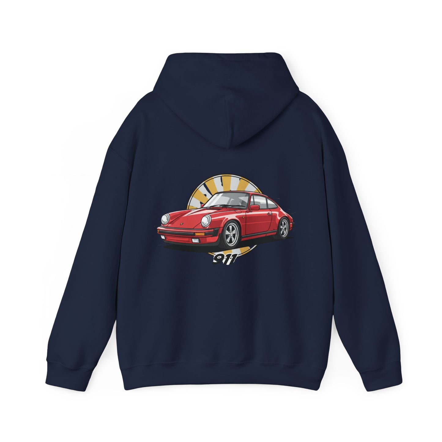 Porsche 911 Red Sports Car Hoodie — Retro Sunrise Racing Graphic