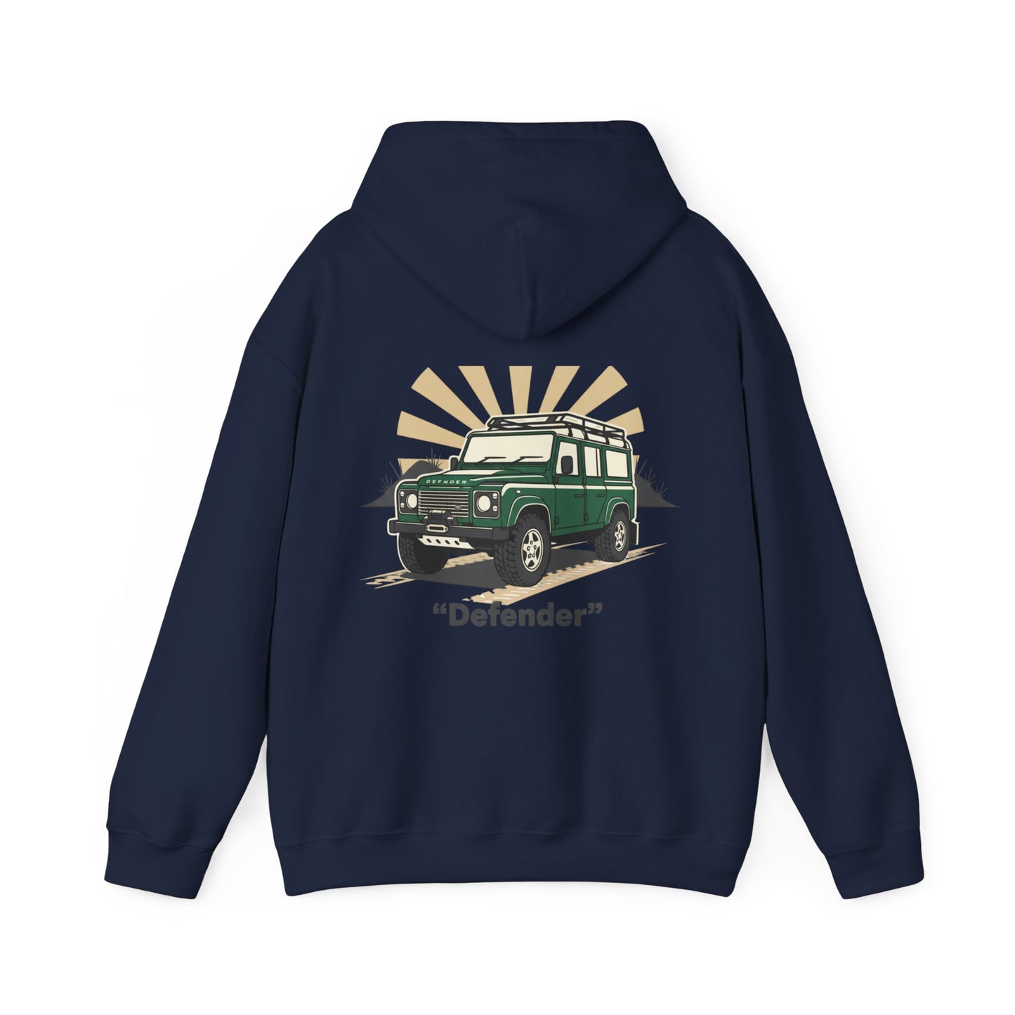 Classic Land Rover Defender SUV Hoodie — Vintage Green Off‑Road Truck Sweatshirt