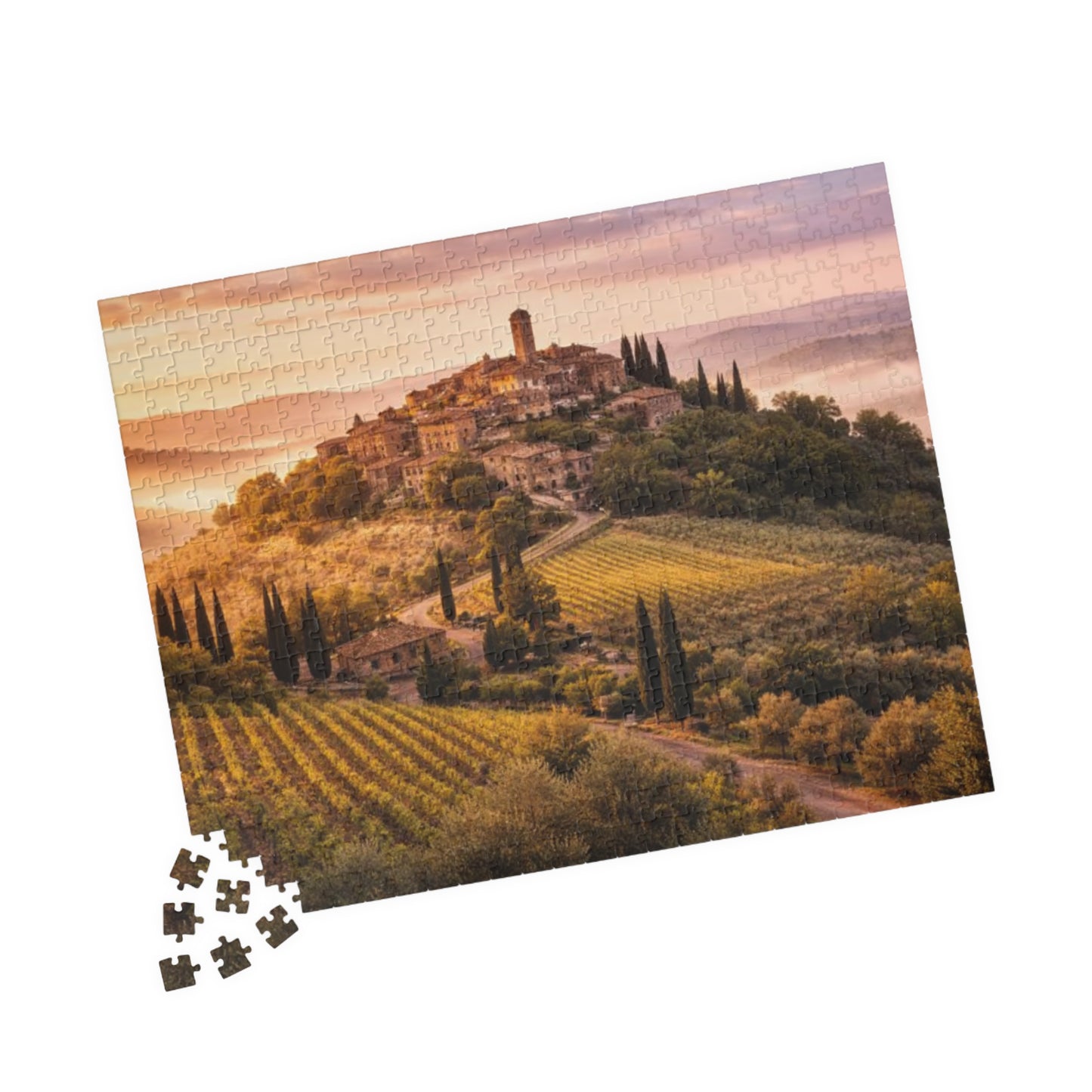 Tuscany Vineyard Sunset Puzzle — Scenic 110/252/520/1014‑Piece Jigsaw