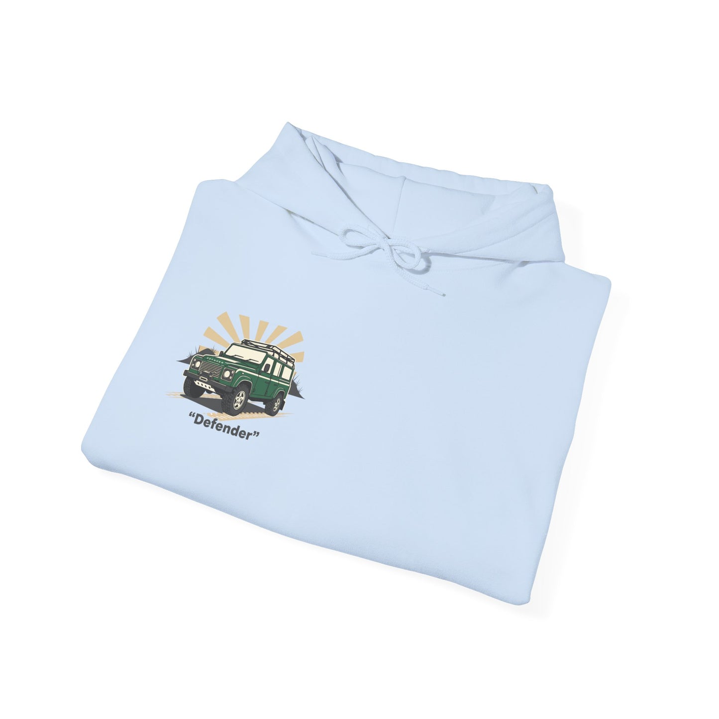 Classic Land Rover Defender SUV Hoodie — Vintage Green Off‑Road Truck Sweatshirt