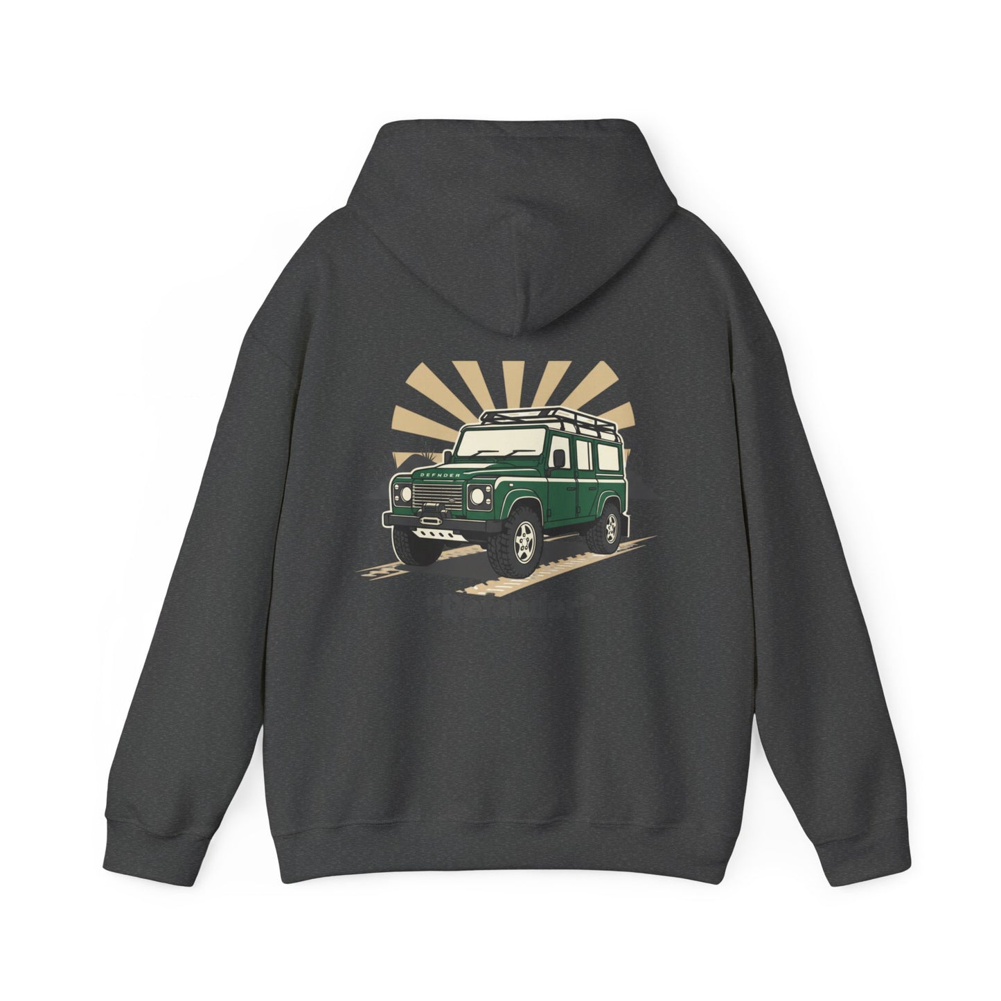 Classic Land Rover Defender SUV Hoodie — Vintage Green Off‑Road Truck Sweatshirt