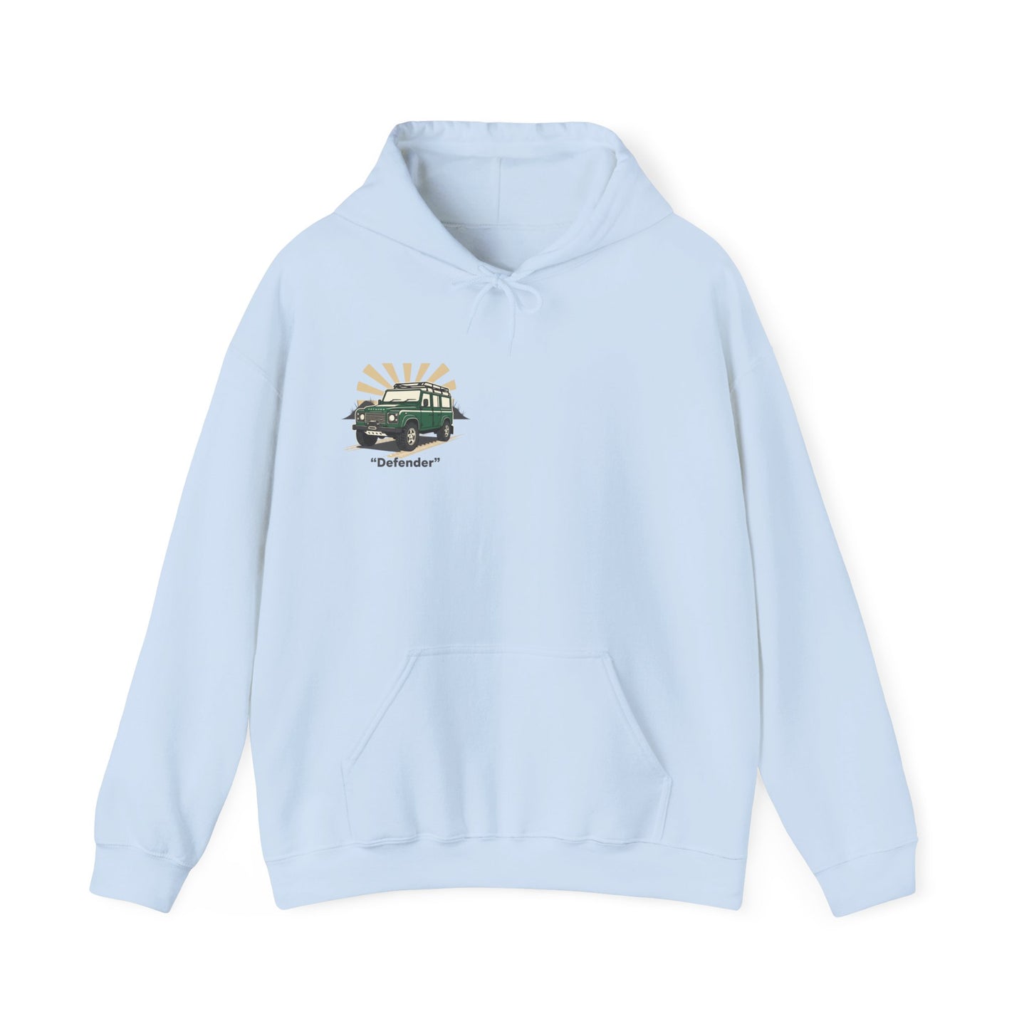 Classic Land Rover Defender SUV Hoodie — Vintage Green Off‑Road Truck Sweatshirt
