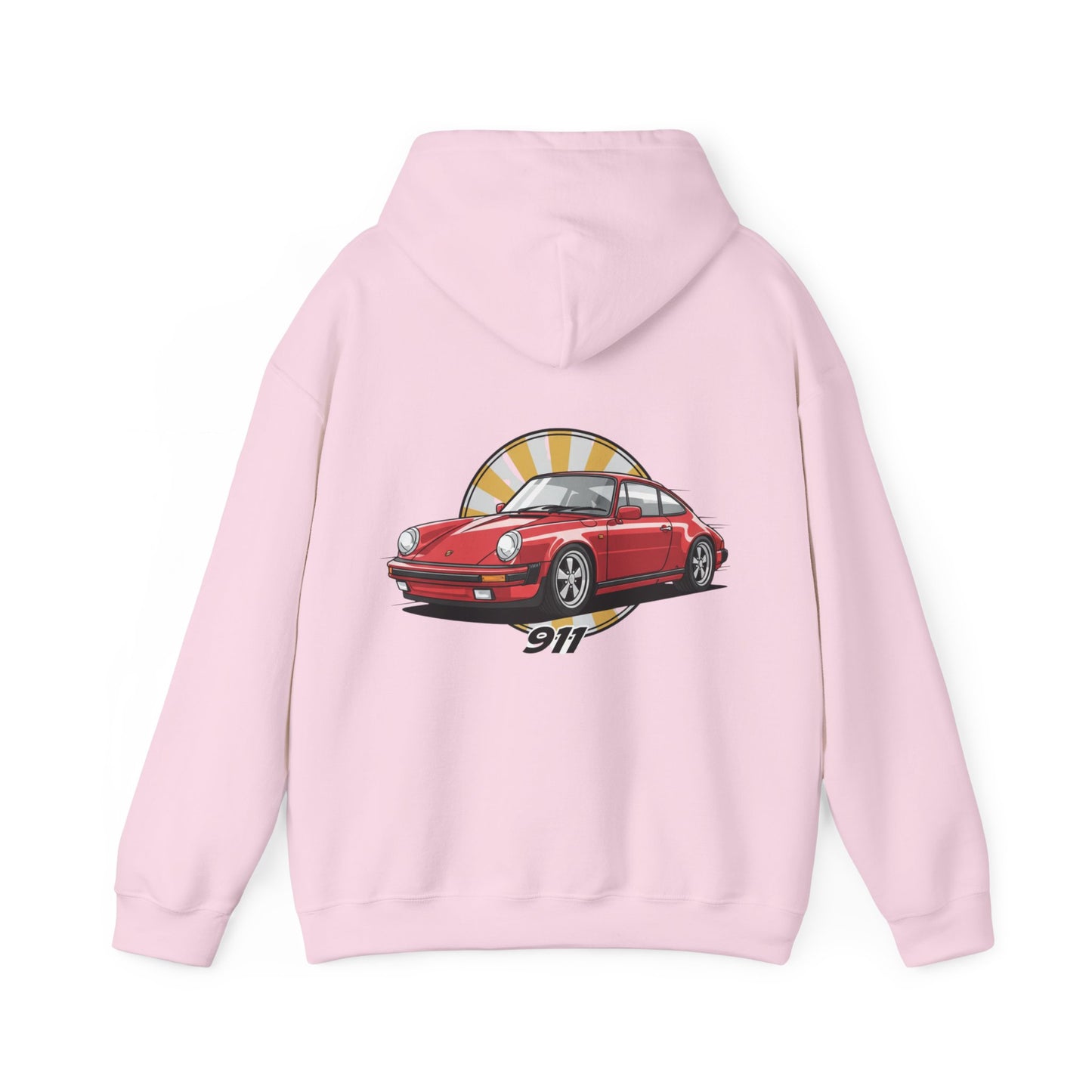 Porsche 911 Red Sports Car Hoodie — Retro Sunrise Racing Graphic