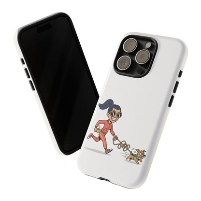 Phone Case — Runner Woman Walking Dog Cartoon