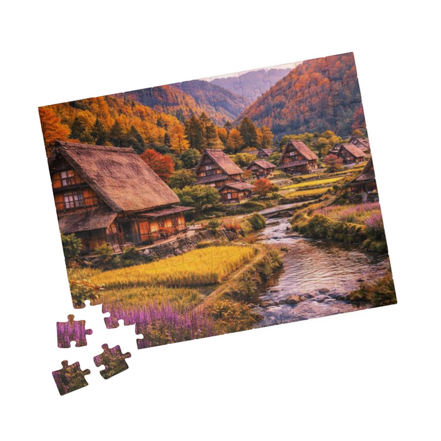 Autumn Mountain Village Jigsaw Puzzle — Scenic 110/252/520/1014-Piece Puzzle