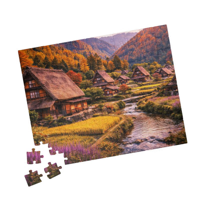 Autumn Mountain Village Jigsaw Puzzle — Scenic 110/252/520/1014-Piece Puzzle