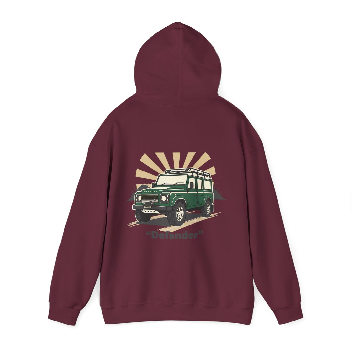 Classic Land Rover Defender SUV Hoodie — Vintage Green Off‑Road Truck Sweatshirt