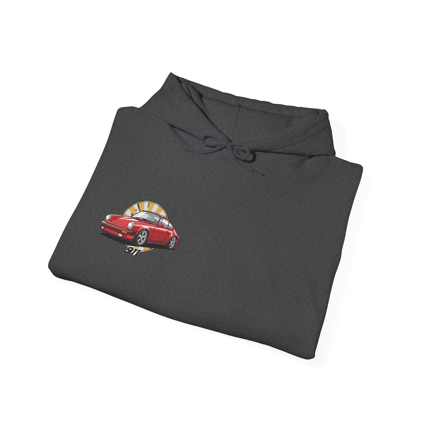 Porsche 911 Red Sports Car Hoodie — Retro Sunrise Racing Graphic