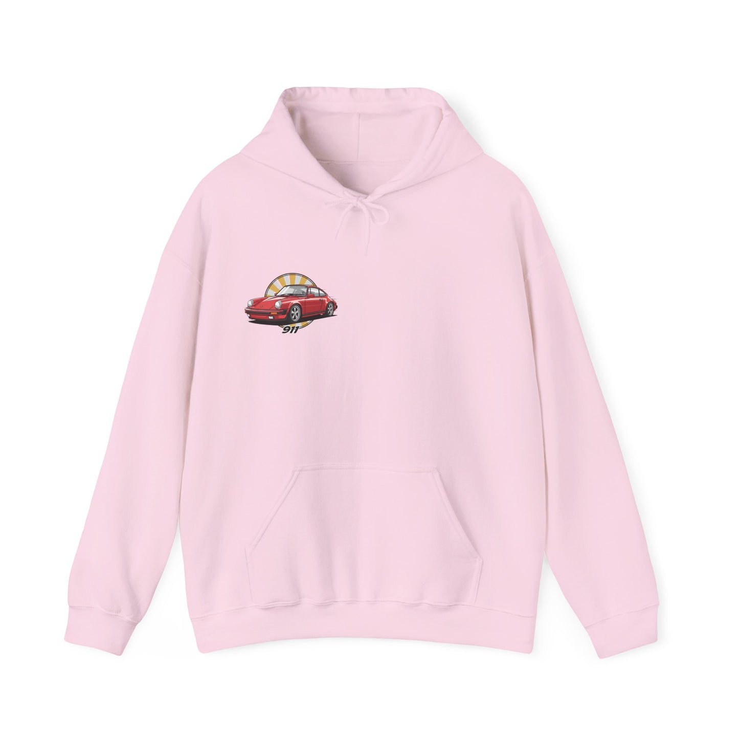 Porsche 911 Red Sports Car Hoodie — Retro Sunrise Racing Graphic