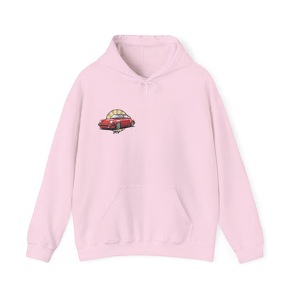 Porsche 911 Red Sports Car Hoodie — Retro Sunrise Racing Graphic