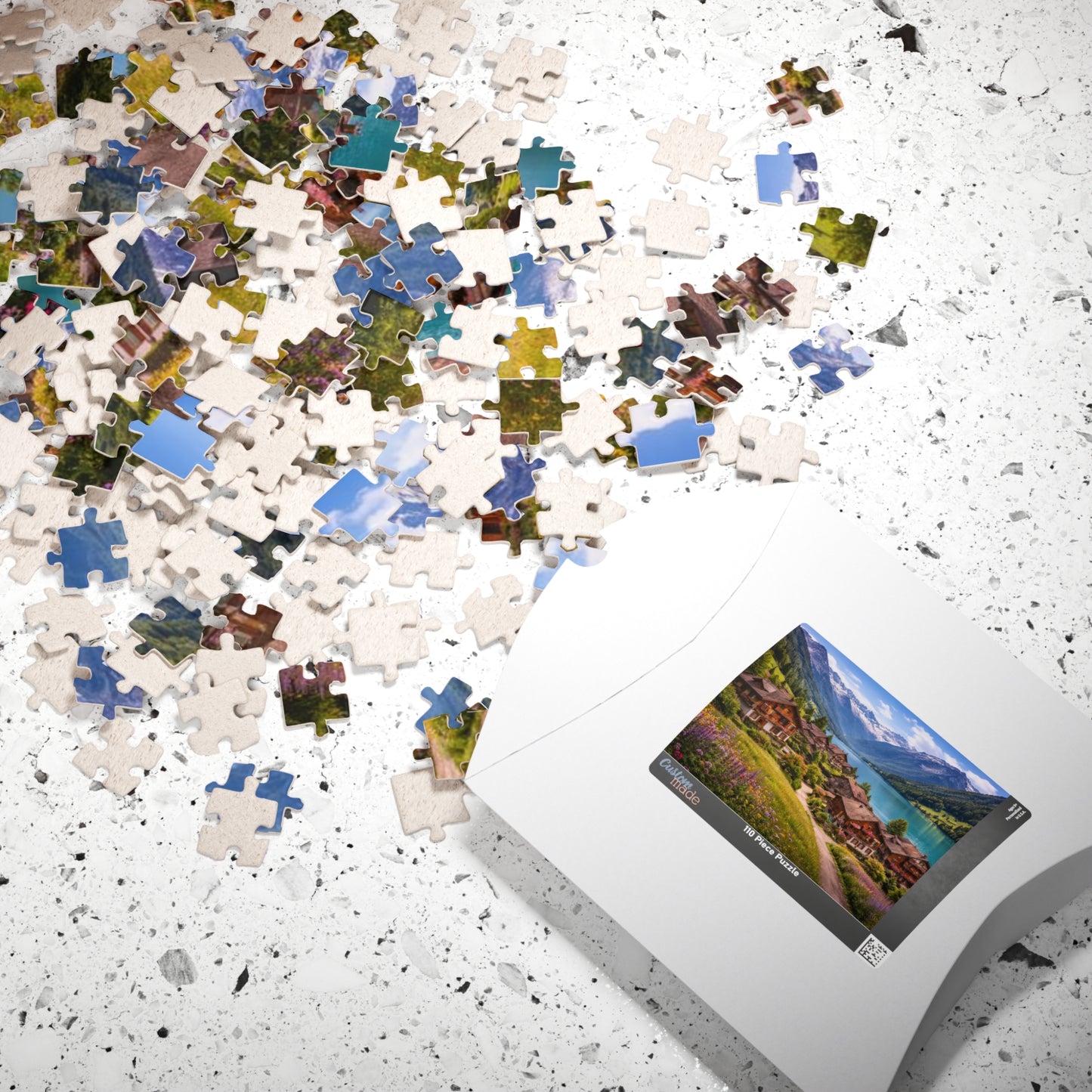 Scenic Alpine Lakeside Village Jigsaw Puzzle — 110/252/520/1014 pcs