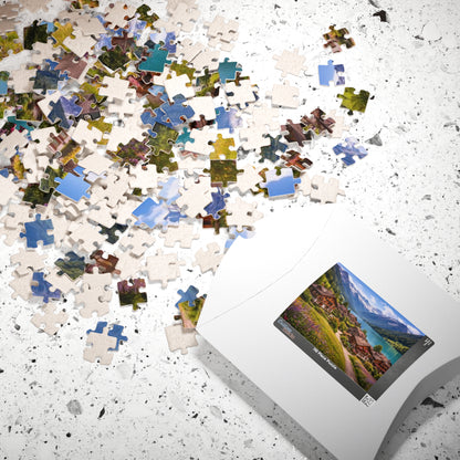 Scenic Alpine Lakeside Village Jigsaw Puzzle — 110/252/520/1014 pcs