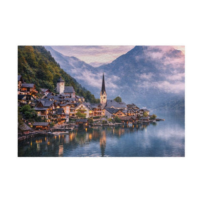 Scenic Alpine Lake Jigsaw Puzzle — Hallstatt Village 110/252/520/1014pc