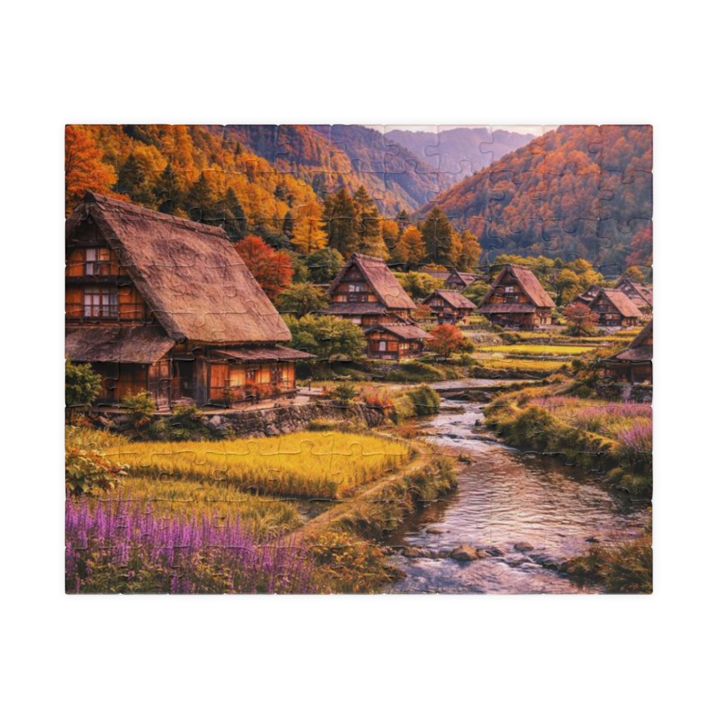 Autumn Mountain Village Jigsaw Puzzle — Scenic 110/252/520/1014-Piece Puzzle