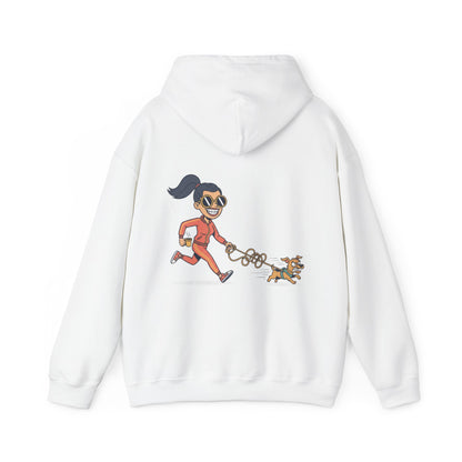 Girl Jogging Dog Hoodie — Cute Running Dog Graphic Sweatshirt