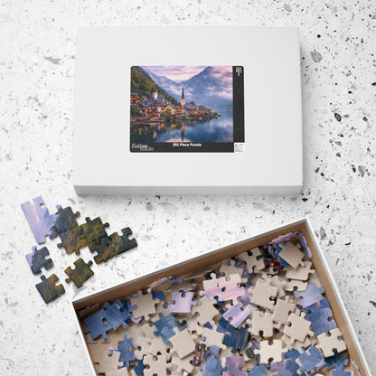 Scenic Alpine Lake Jigsaw Puzzle — Hallstatt Village 110/252/520/1014pc