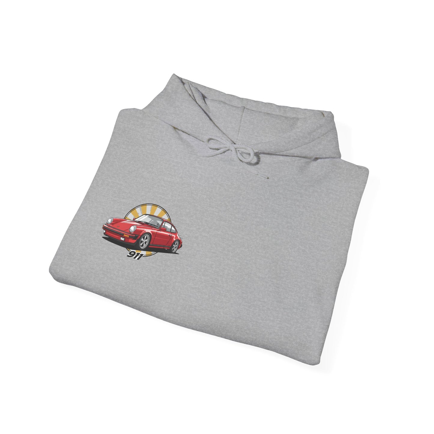 Porsche 911 Red Sports Car Hoodie — Retro Sunrise Racing Graphic