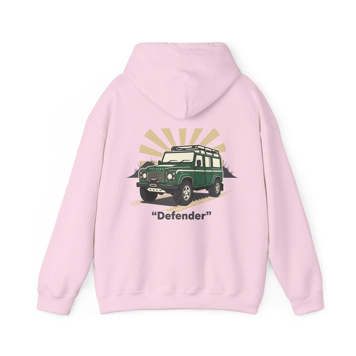 Classic Land Rover Defender SUV Hoodie — Vintage Green Off‑Road Truck Sweatshirt