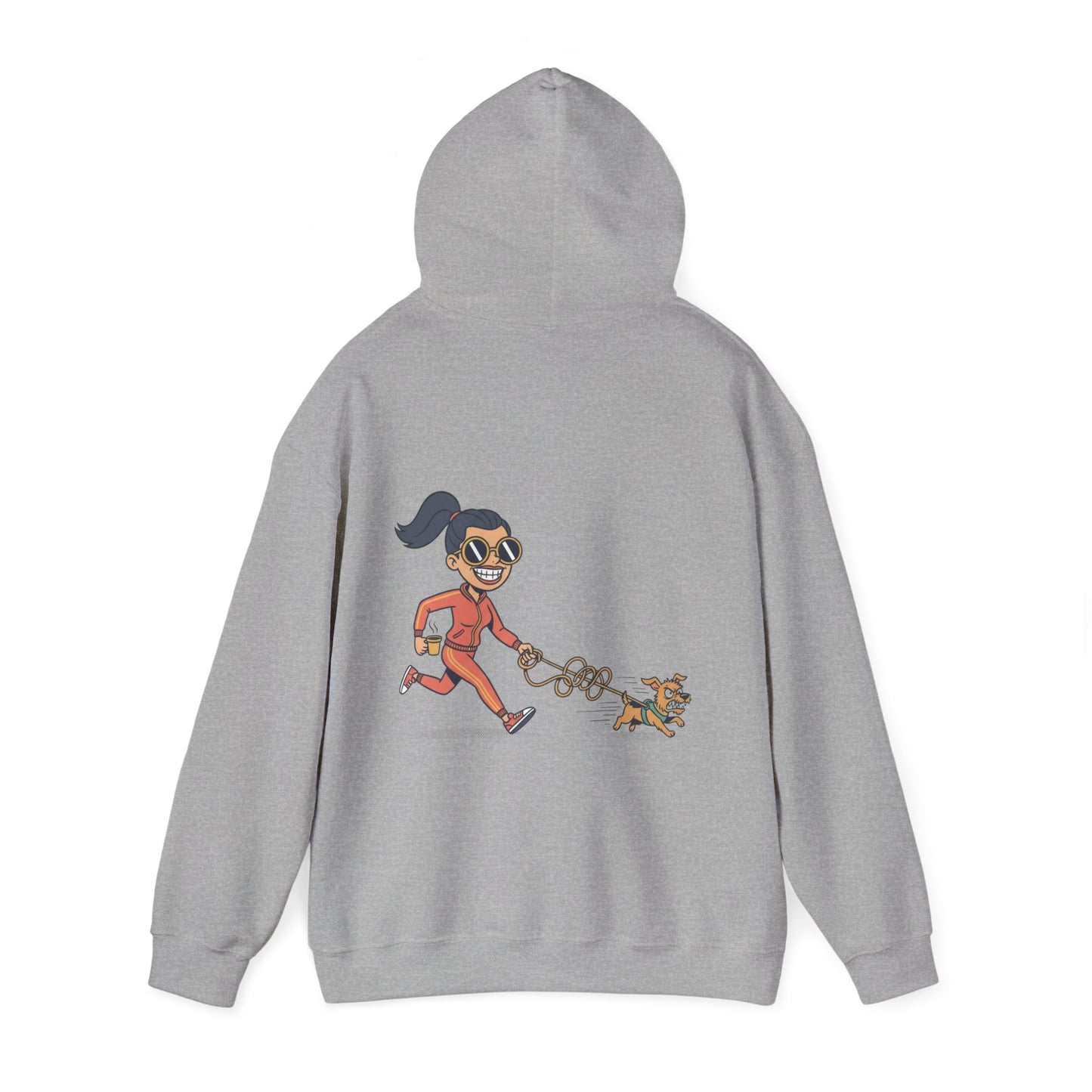 Girl Jogging Dog Hoodie — Cute Running Dog Graphic Sweatshirt