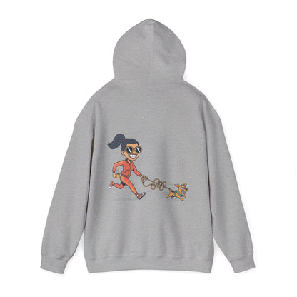 Girl Jogging Dog Hoodie — Cute Running Dog Graphic Sweatshirt