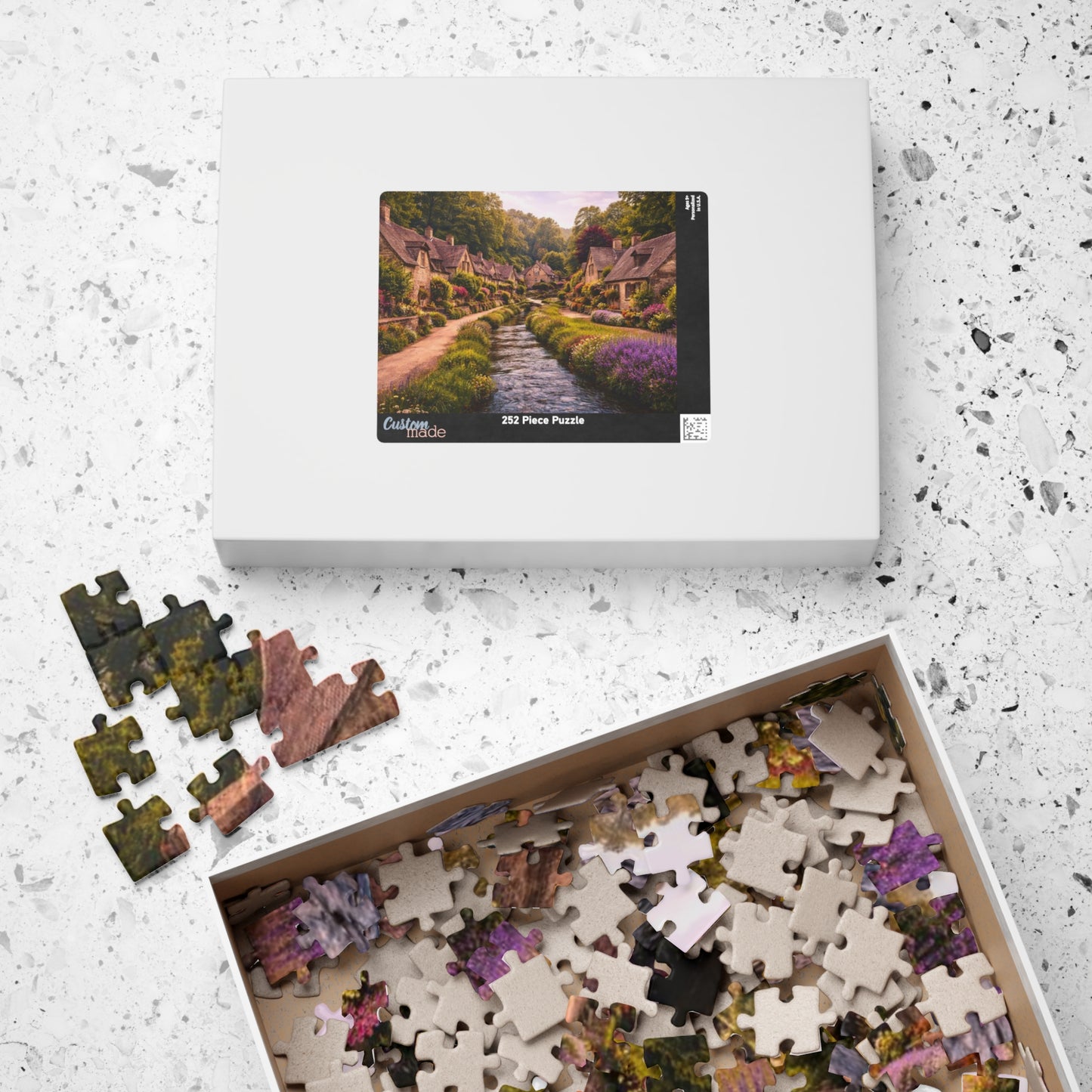 Cottage River Lane Jigsaw Puzzle — Scenic Village Landscape Puzzle (110/252/520/1014 pcs)