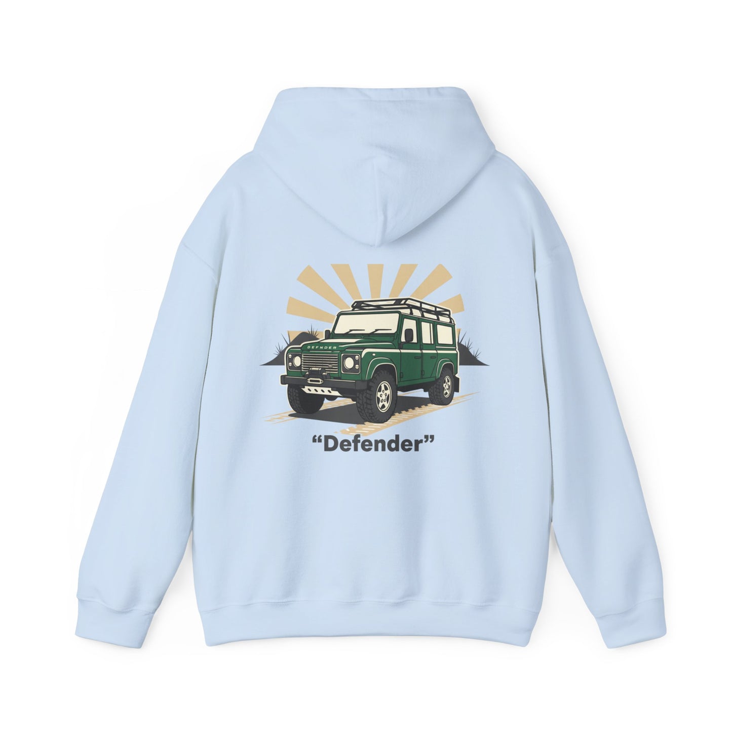 Classic Land Rover Defender SUV Hoodie — Vintage Green Off‑Road Truck Sweatshirt