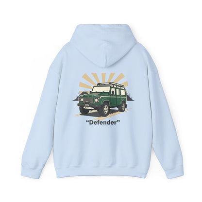 Classic Land Rover Defender SUV Hoodie — Vintage Green Off‑Road Truck Sweatshirt