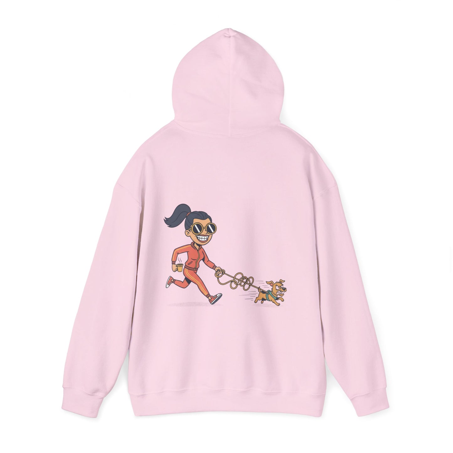 Girl Jogging Dog Hoodie — Cute Running Dog Graphic Sweatshirt