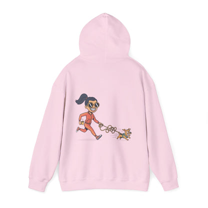 Girl Jogging Dog Hoodie — Cute Running Dog Graphic Sweatshirt