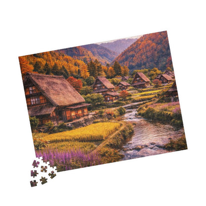 Autumn Mountain Village Jigsaw Puzzle — Scenic 110/252/520/1014-Piece Puzzle