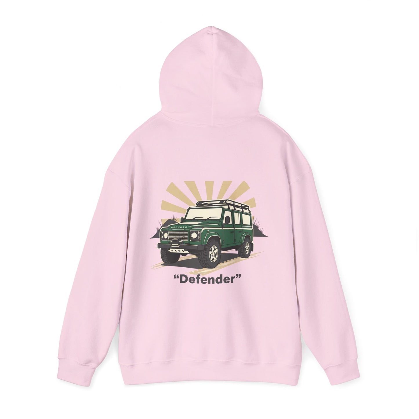 Classic Land Rover Defender SUV Hoodie — Vintage Green Off‑Road Truck Sweatshirt