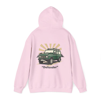 Classic Land Rover Defender SUV Hoodie — Vintage Green Off‑Road Truck Sweatshirt