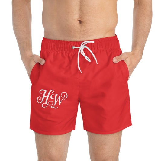 HW Script Monogram Swim Trunks - Red
