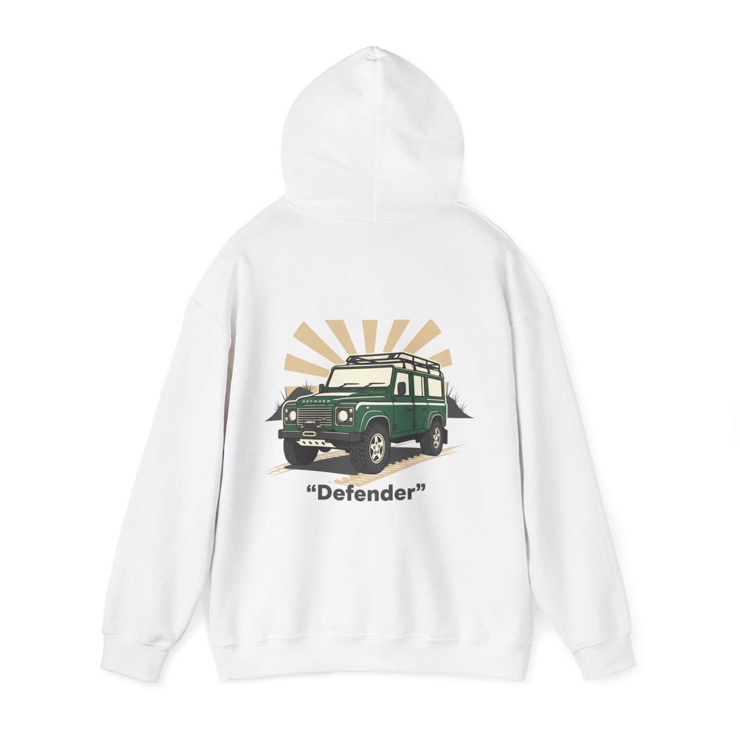 Classic Land Rover Defender SUV Hoodie — Vintage Green Off‑Road Truck Sweatshirt