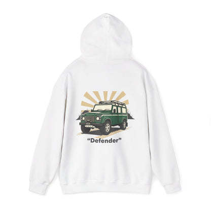 Classic Land Rover Defender SUV Hoodie — Vintage Green Off‑Road Truck Sweatshirt